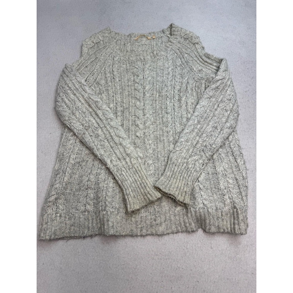 Soft Surroundings Sweater Womens Medium Gray Wool Acrylic Cable‎ Knit Pullover